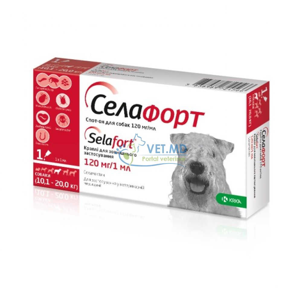 Селафорт (селамектин) 120 мг Spot-On для собак 10–20 кг, 1 пипетка